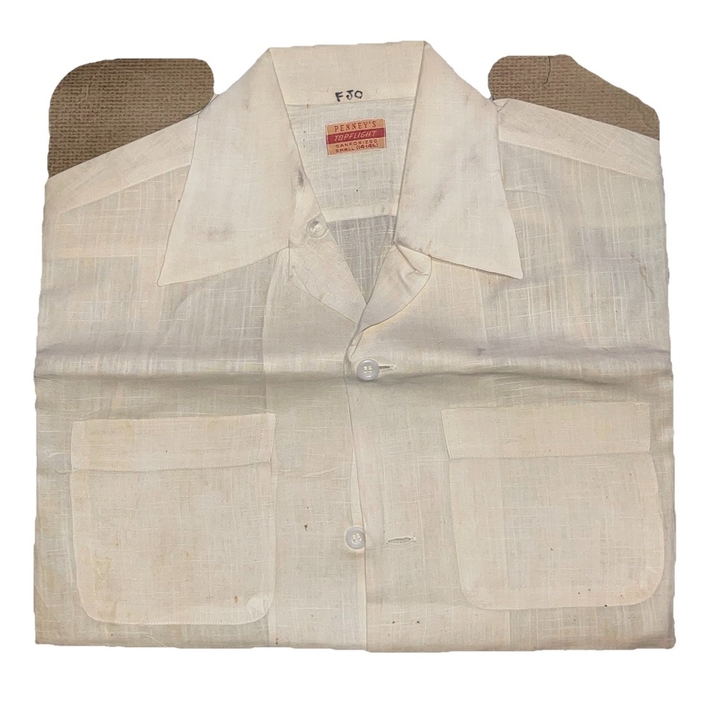 NOS Vintage Antique 1930s 40s Penneys Top Flight Button Up Short Sleeve Shirt